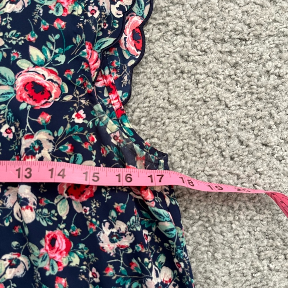 LC Lauren Conrad Navy and Red Floral Blouse - Picture 3 of 4
